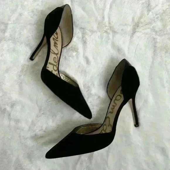 Sam Edelman Black Suede Leather with Pointed-toe D’Orsay Stiletto - Picture 1 of 11